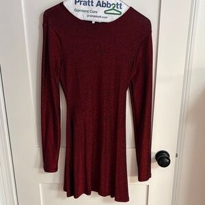 Reformation Sparkle Red Long Sleeve Dress